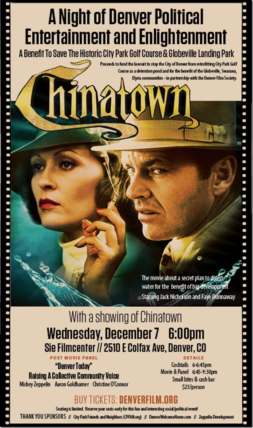 A poster for chinatown with a woman and man.